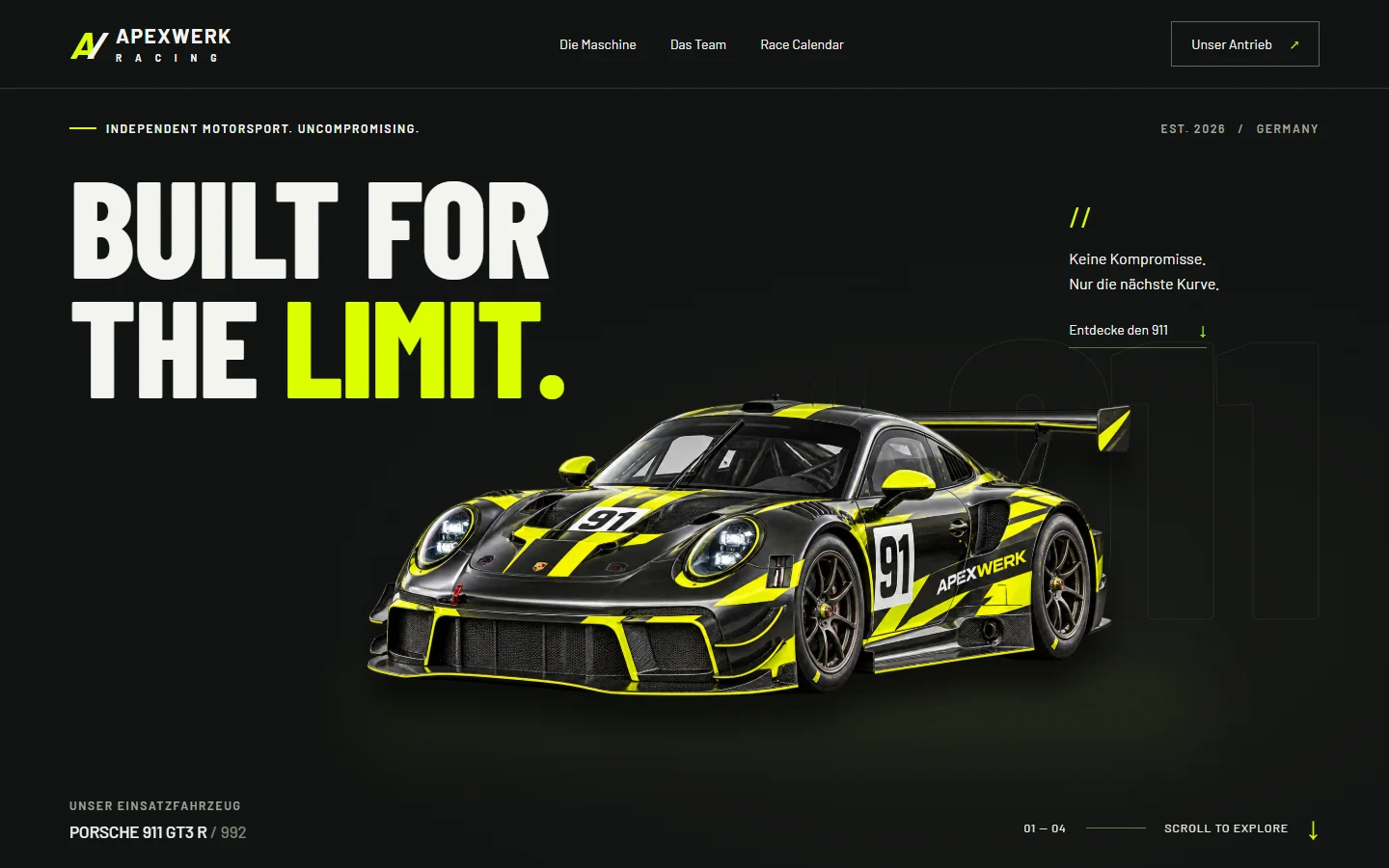 Website von APEXWERK Racing